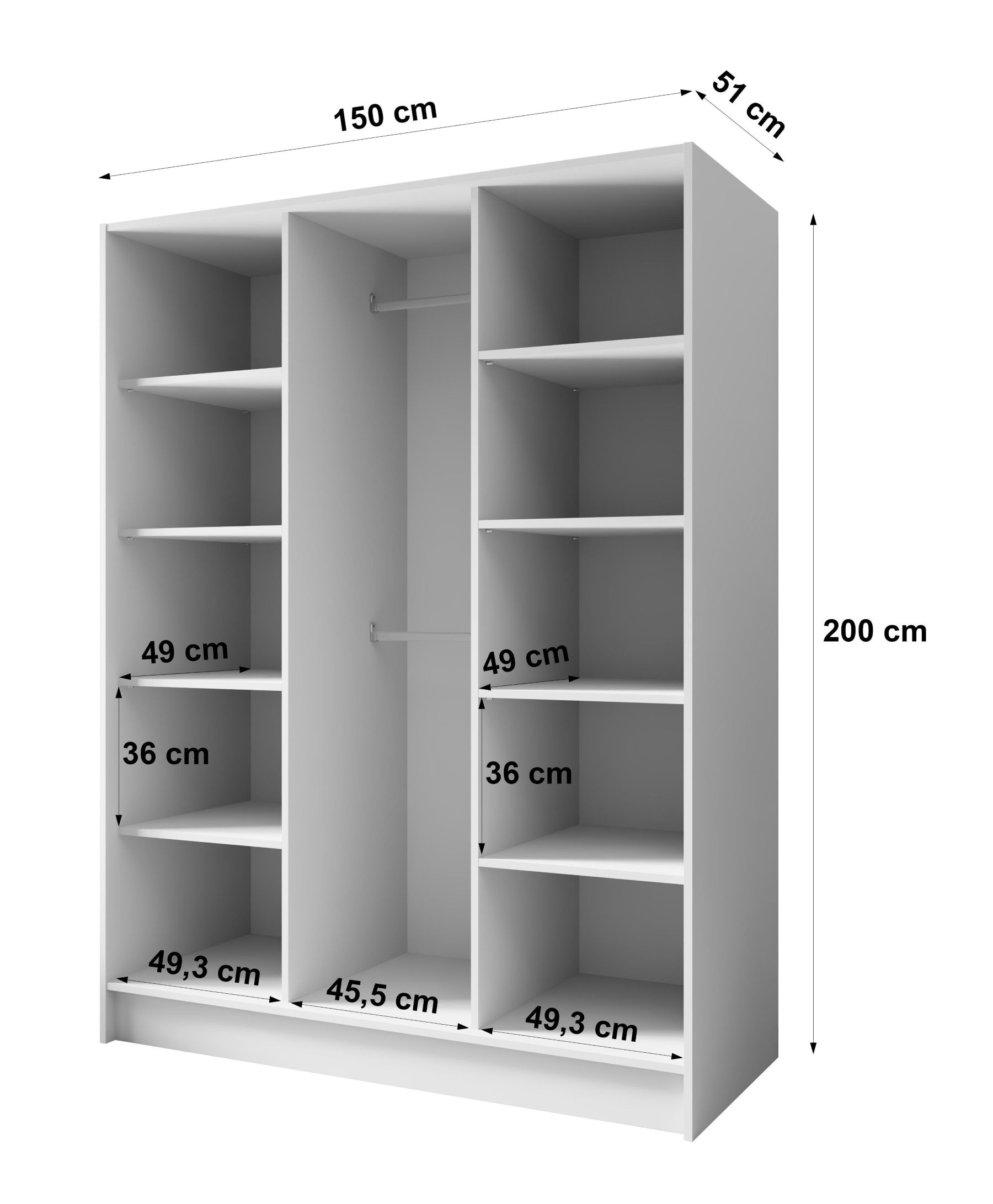 ORTO Szafa 150 gładka z uchwytami, bez lustra - zdjęcie produktu